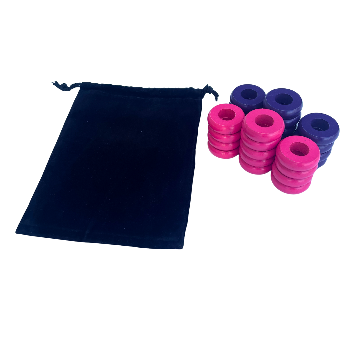 32 Purple and Pink Carrom / Pichenotte Rings - (Purple / Pink / Natural / Black / White) - Anneaux De Pichenottes - Game Accessories / Accessoires De Jeu