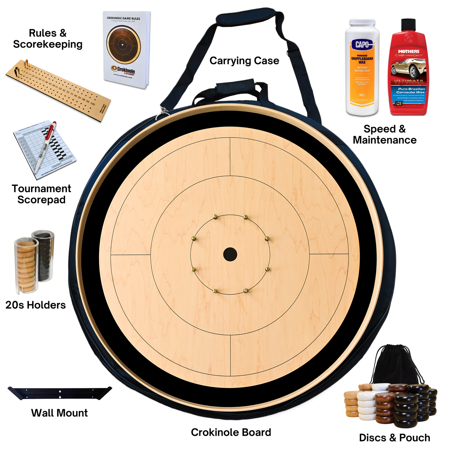 Le Crokinole Canada (sans marquage) - Kit de jeu de société de tournoi
