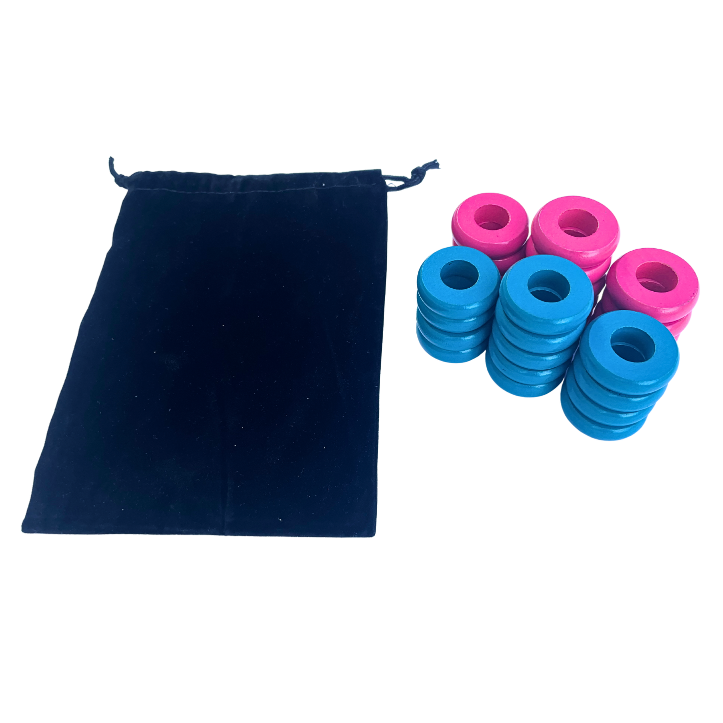 32 Pink and Light Blue Carrom / Pichenotte Rings - (Pink / Light Blue / Natural / Black / White) - Anneaux De Pichenottes - Game Accessories / Accessoires De Jeu