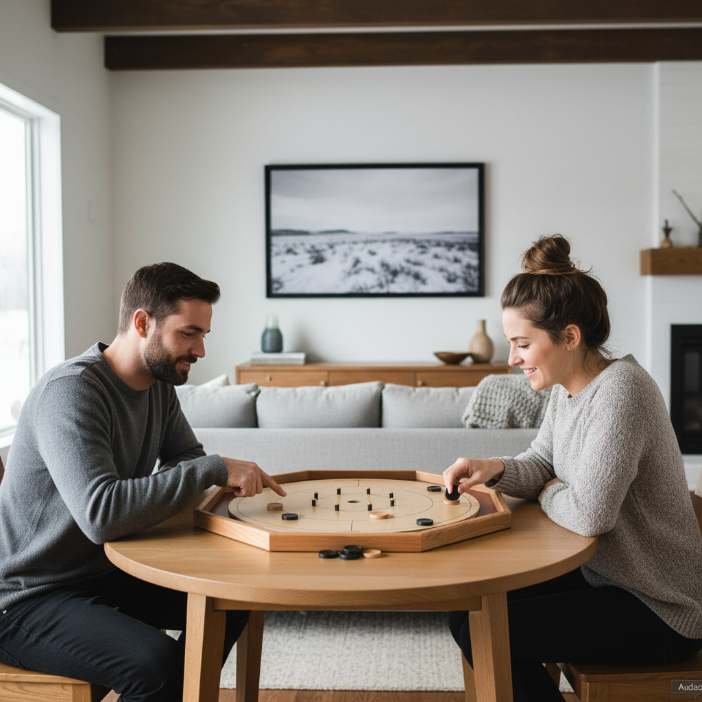 Le Baltic Bircher (avec chiffres) par Crokinole Canada - Grand kit de jeu de société traditionnel Crokinole