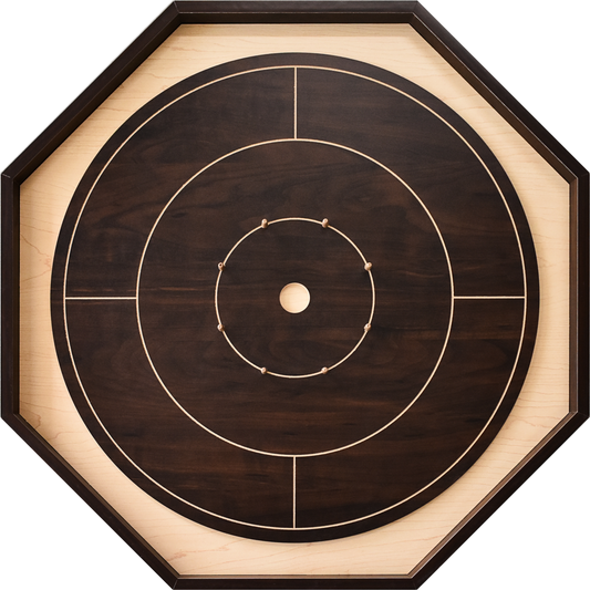 Crokinole Board For Beginners by Crokinole Canada - Walnut & Maple Melamine - Traditional Crokinole Board Game Set