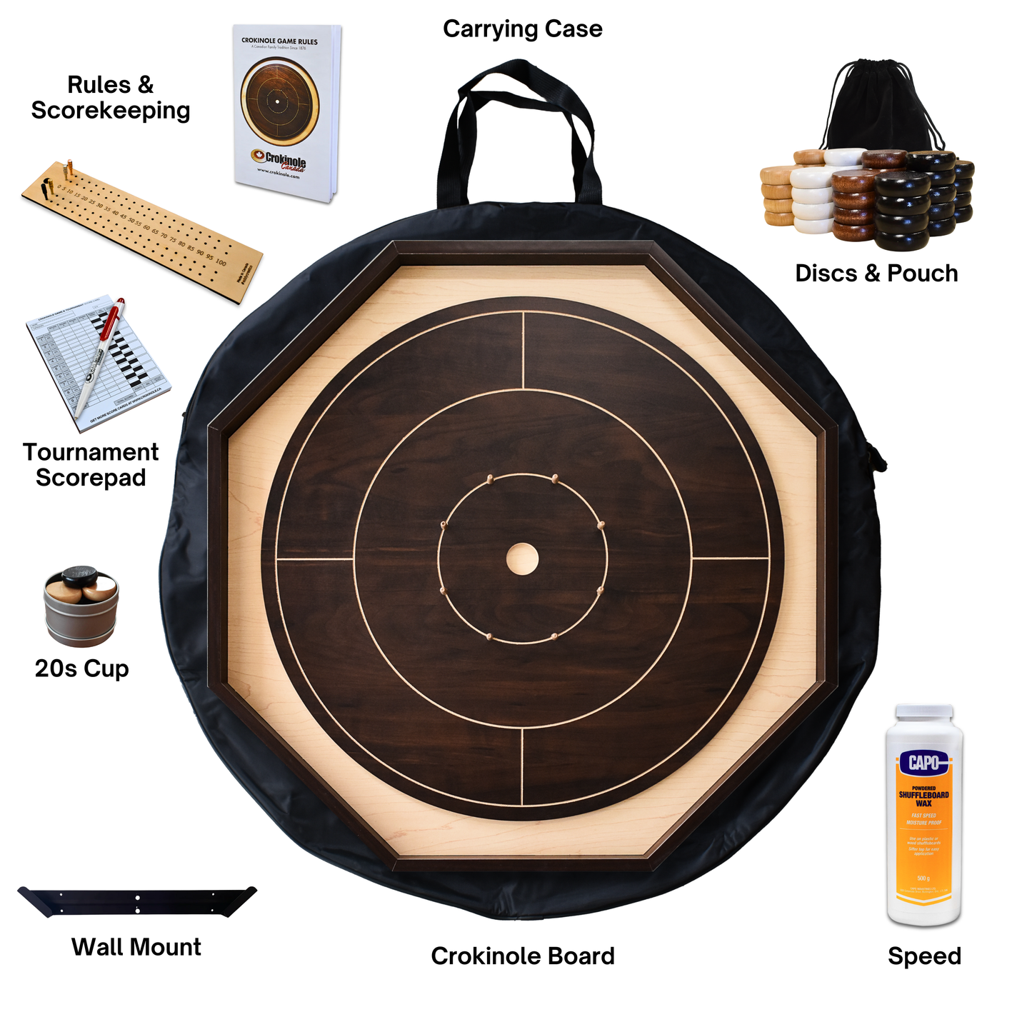 Le kit de jeu de société Crokinole traditionnel Gold Standard