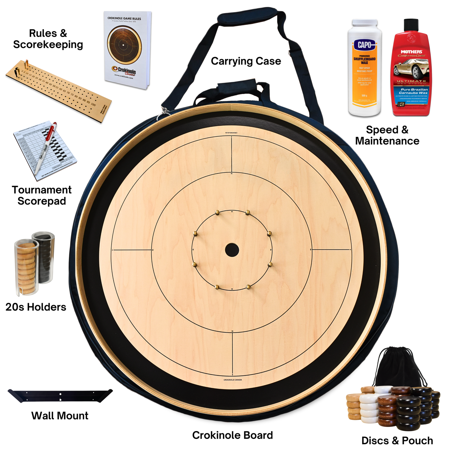 The Crokinole Canada (With Branding) - Ultimate Crokinole Bundle