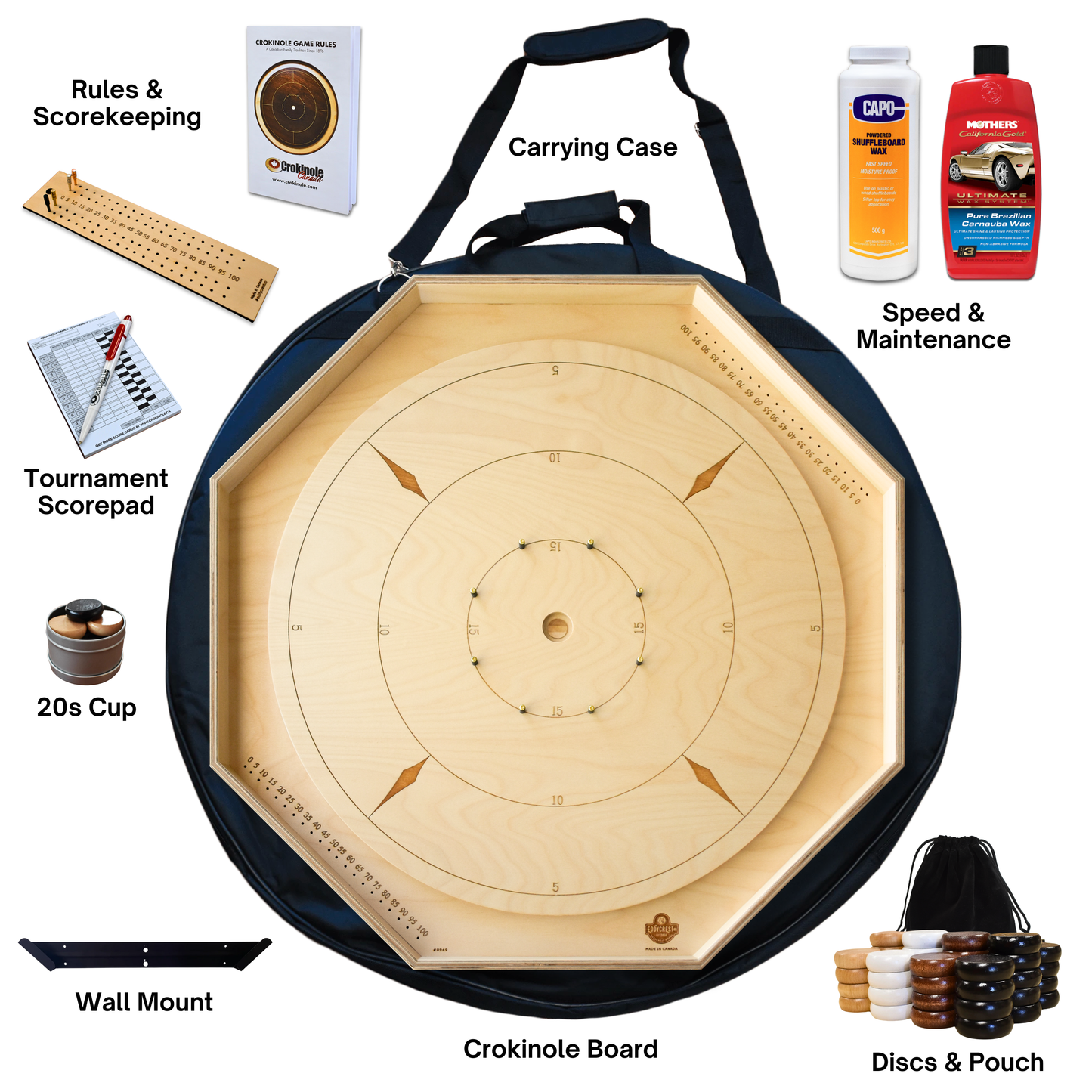 The Crokinole Master - 大型の伝統的なクロキノール ボード ゲーム キット