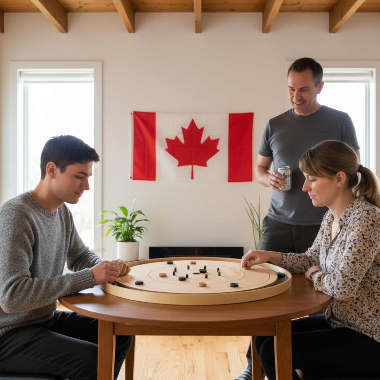 Le Crokinole Canada Board (sans marquage) - Jeu de société de tournoi - Conforme aux normes NCA