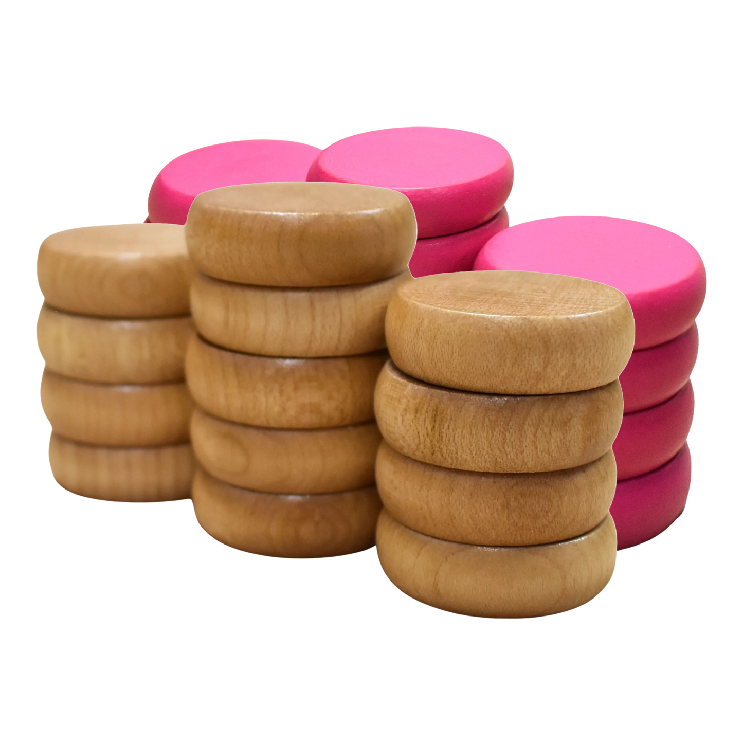 26 Crokinole Discs (Natural & Pink)