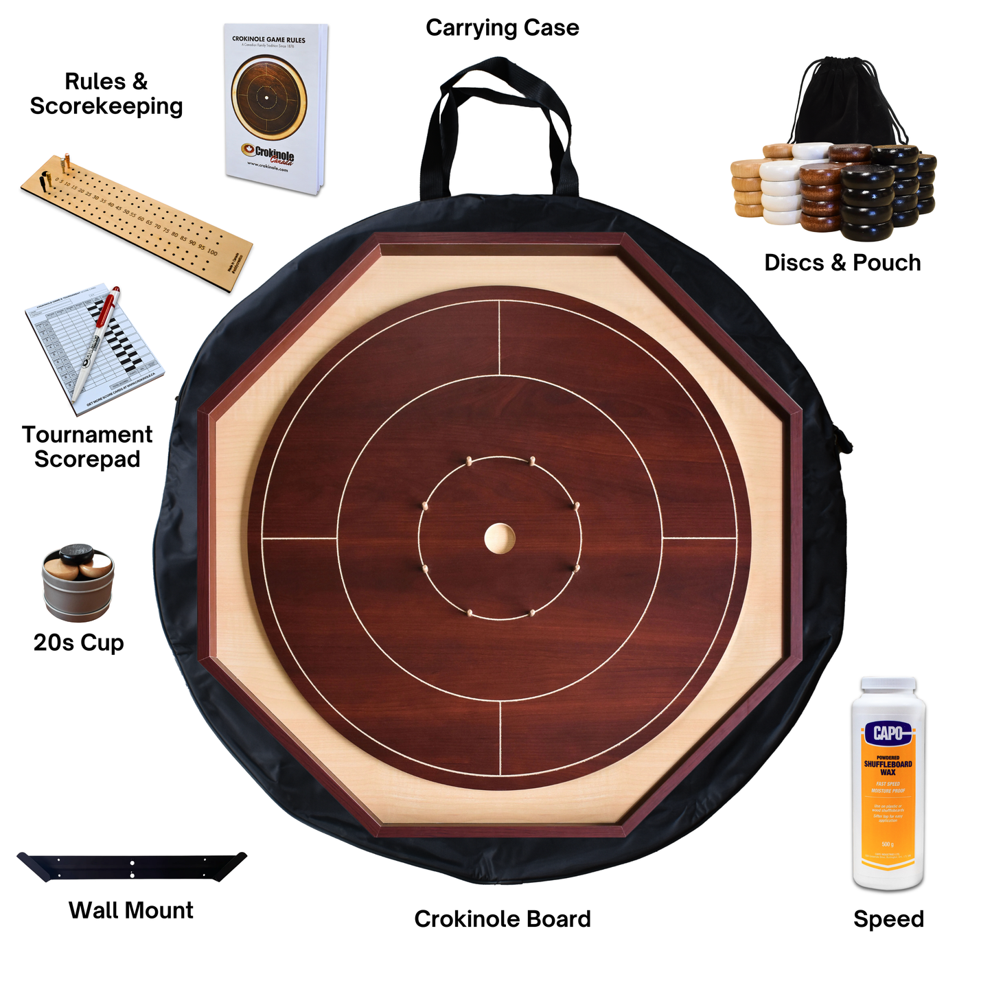 Le kit de jeu de société Crokinole traditionnel Gold Standard