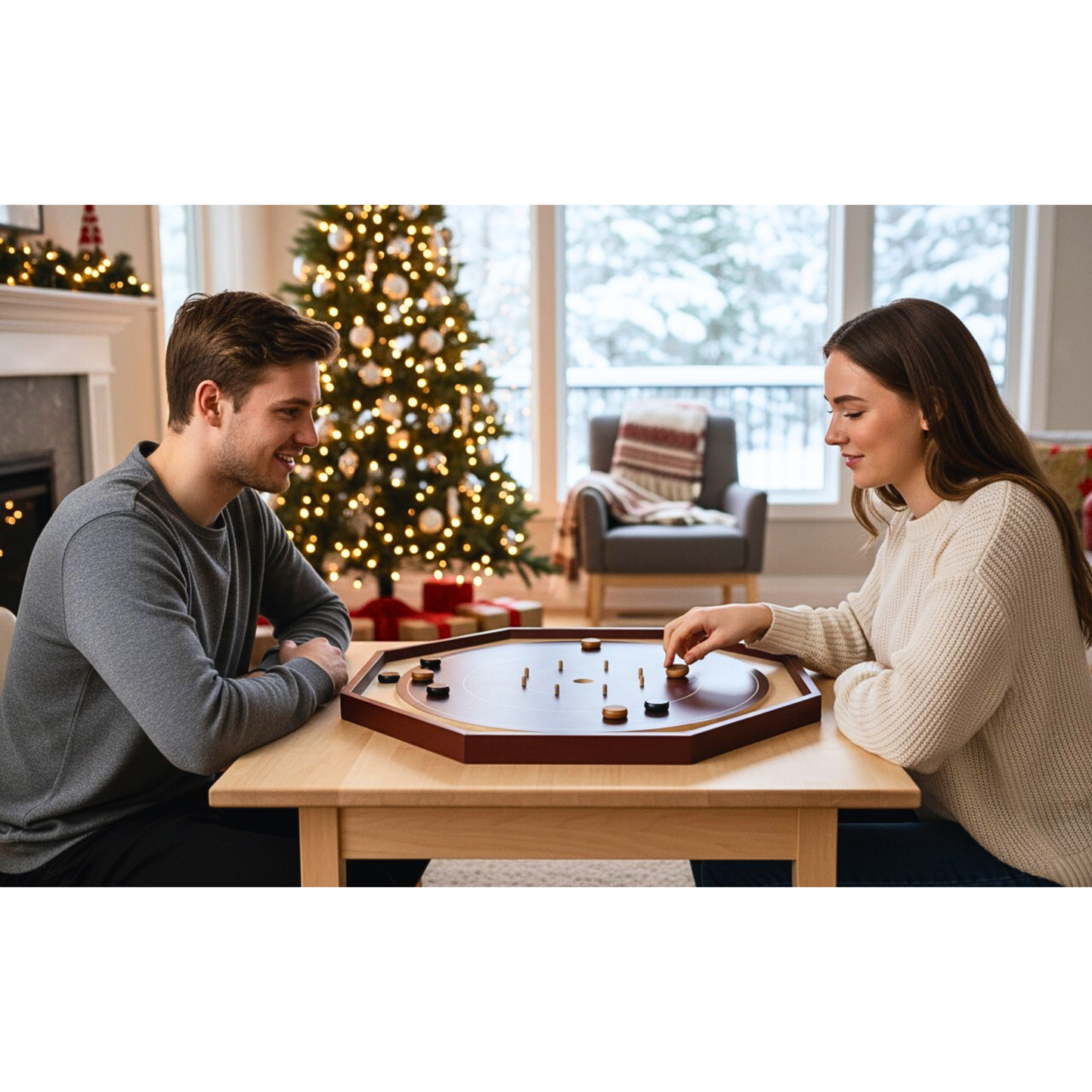 Crokinole Board For Beginners de Crokinole Canada - Mélamine Shiraz Cherry & Maple - Jeu de société Crokinole traditionnel