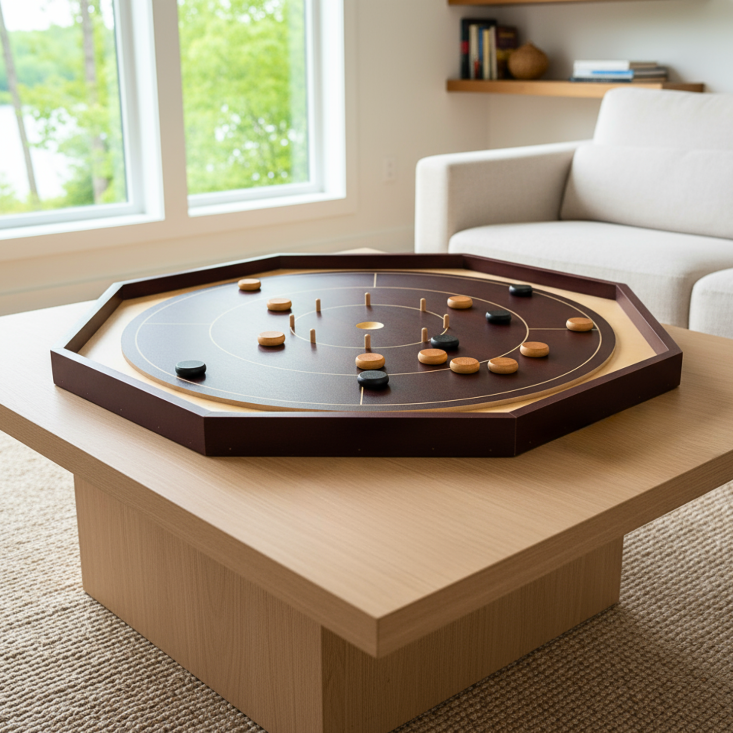 Crokinole Board For Beginners de Crokinole Canada - Mélamine Shiraz Cherry & Maple - Jeu de société Crokinole traditionnel