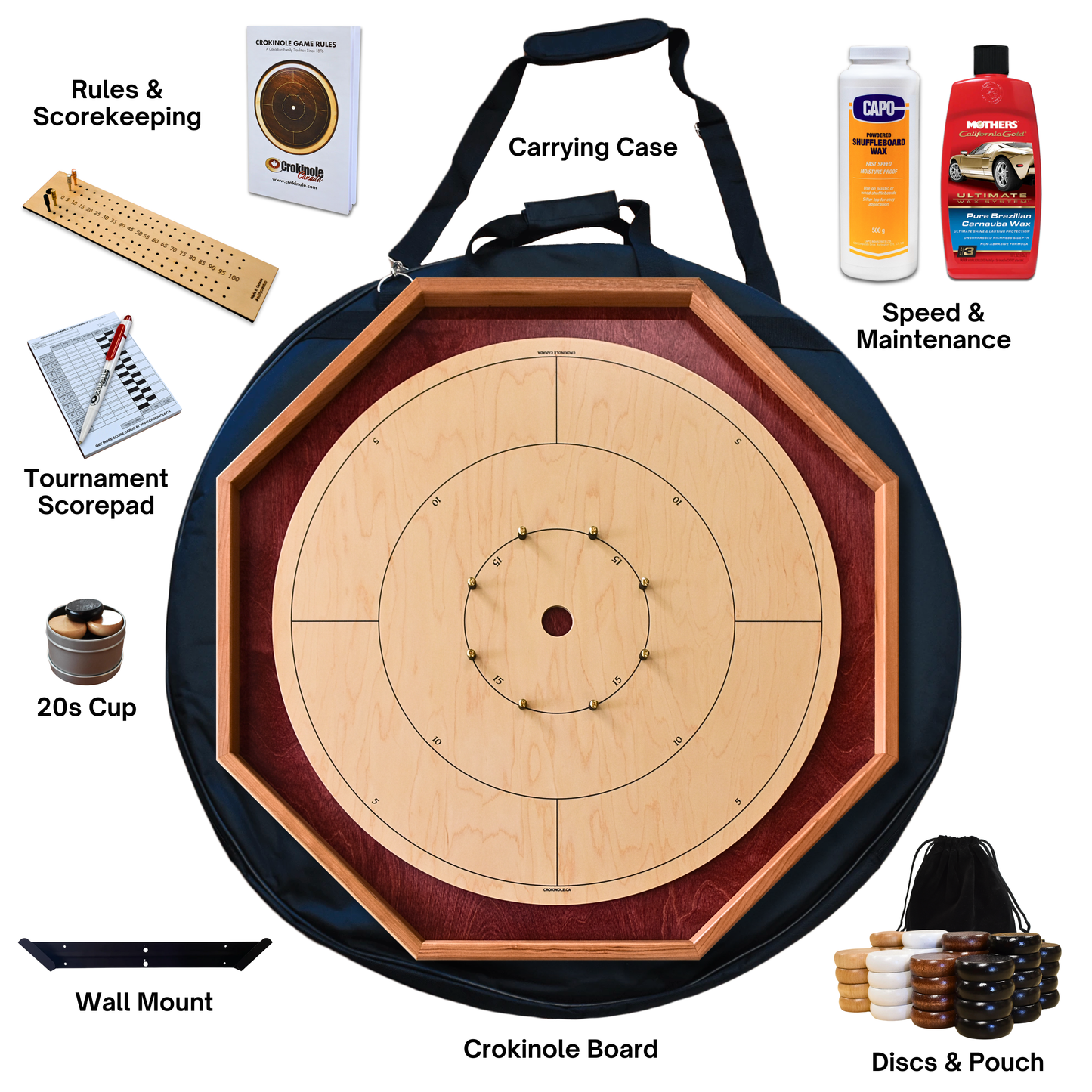 Le Baltic Bircher (avec chiffres) par Crokinole Canada - Grand kit de jeu de société traditionnel Crokinole