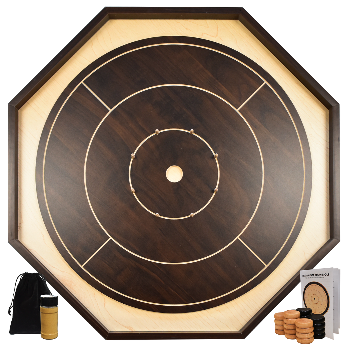 Crokinole Board For Beginners Walnut & Maple Melamine Traditional