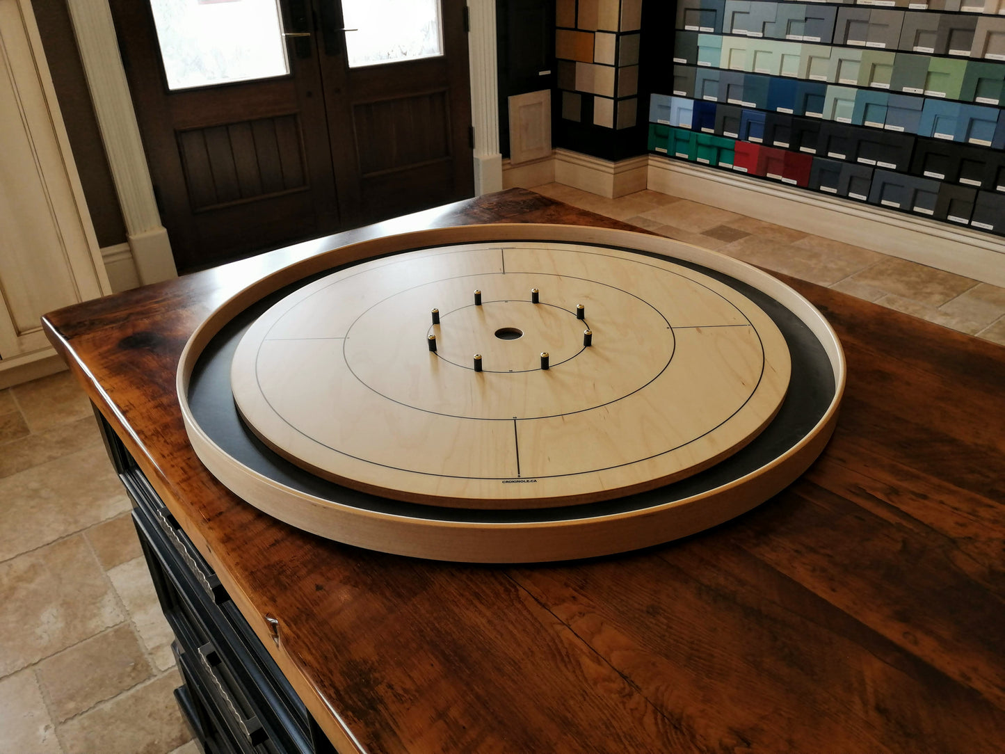 The Crokinole Canada Board (With Branding) - Tournament Board Game Set - Meets NCA Standards