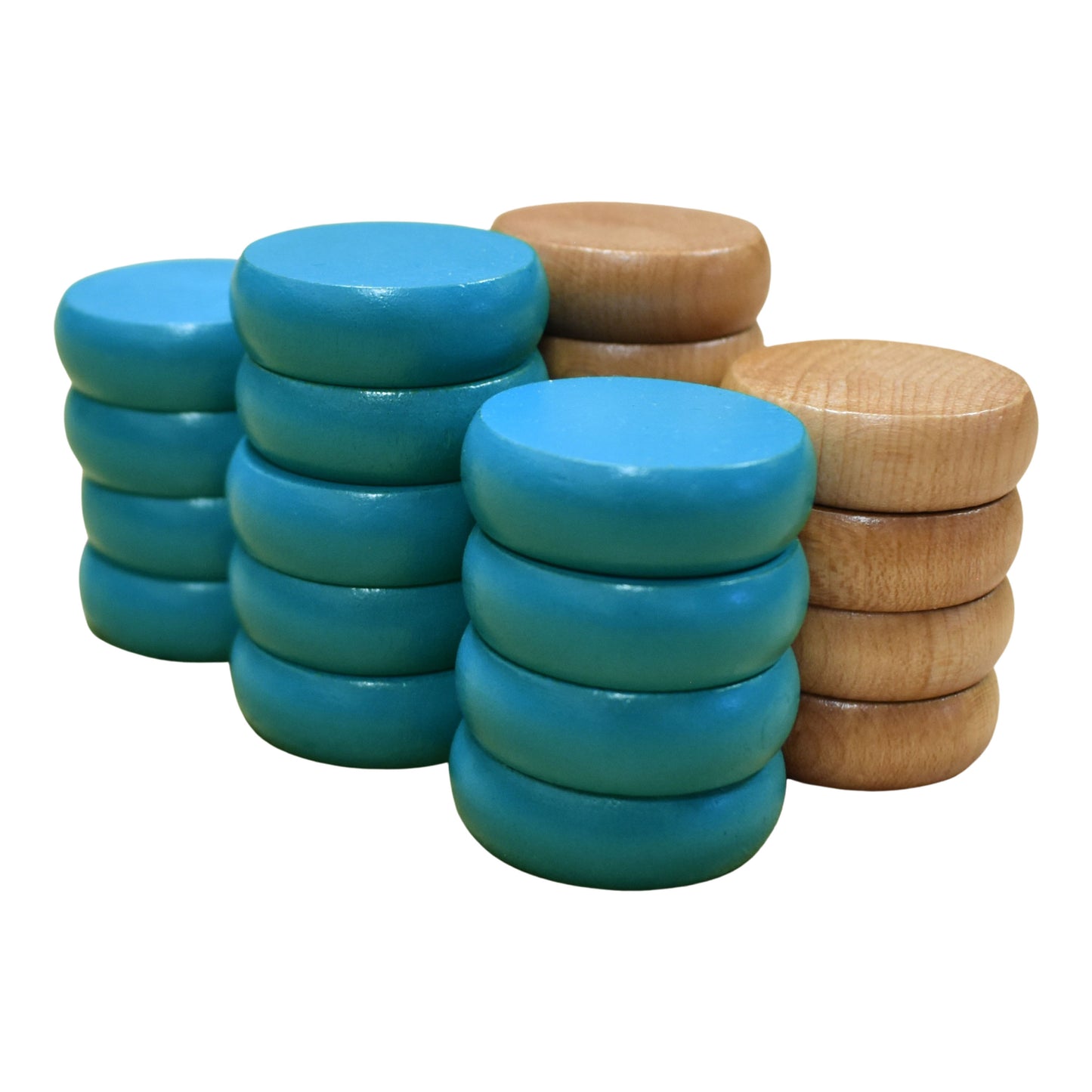 26 Crokinole Discs (Natural & Light Blue)