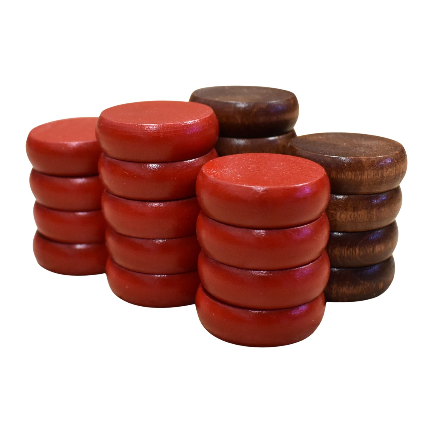 26 Crokinole Discs (Red & Walnut Stain)