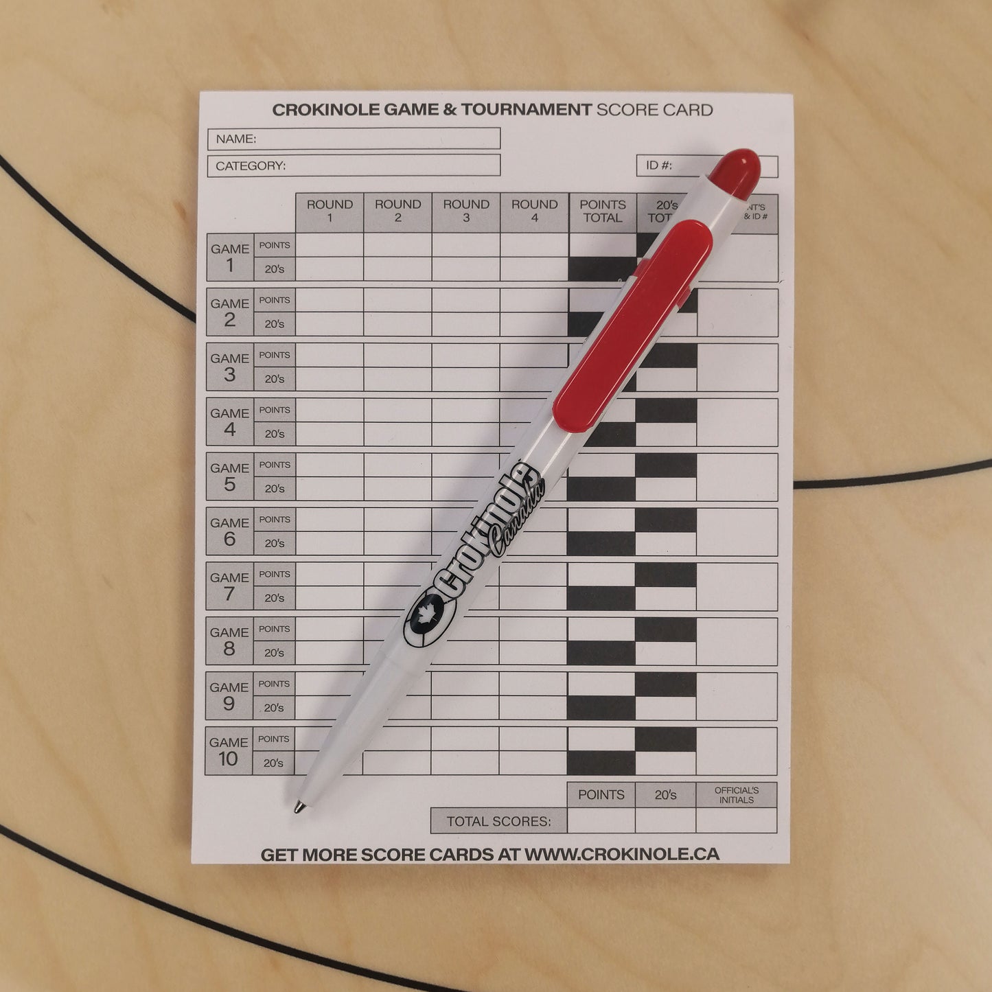 Crokinole Game & Tournament Score Cards (Pad)