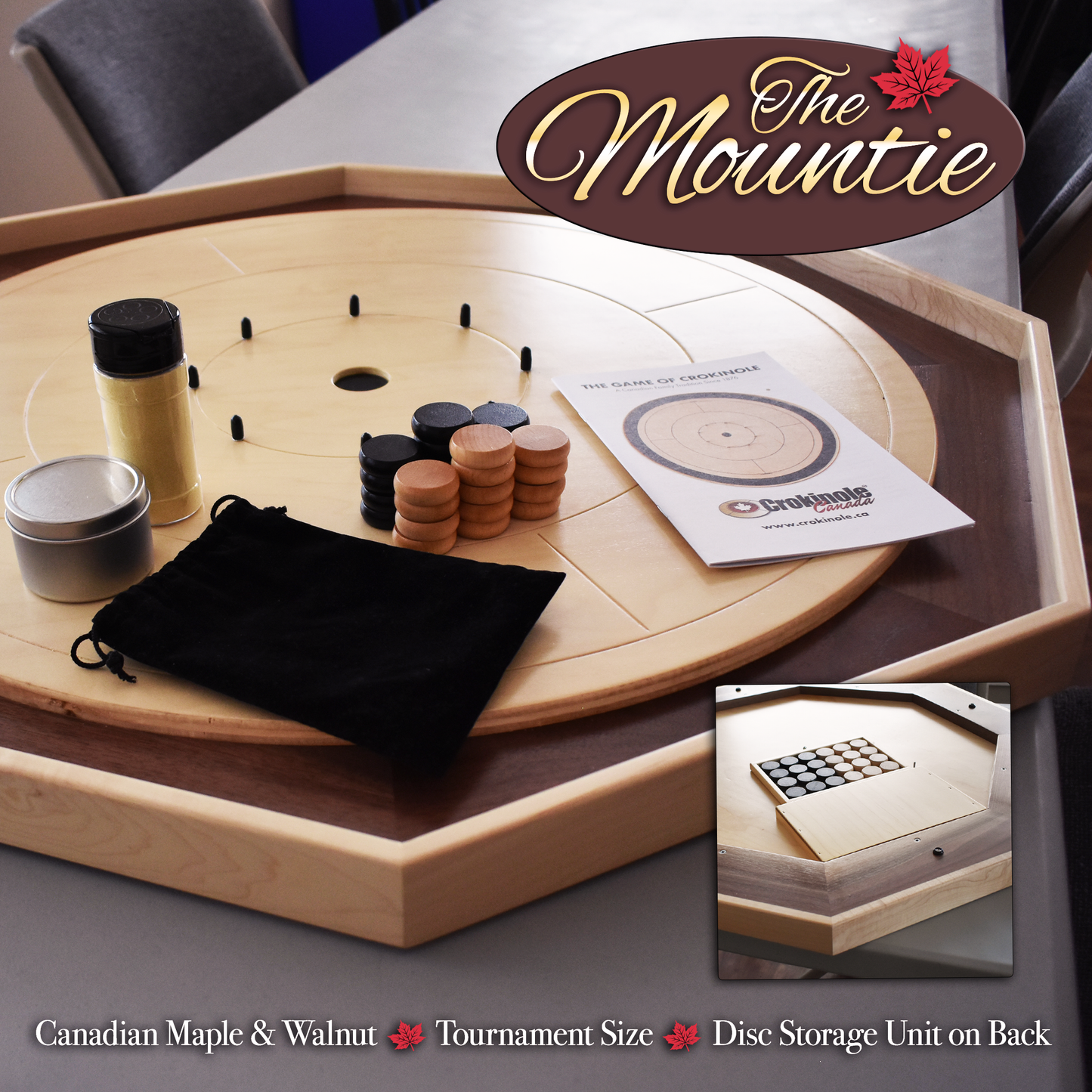 The Mountie - Grand jeu de société Crokinole traditionnel