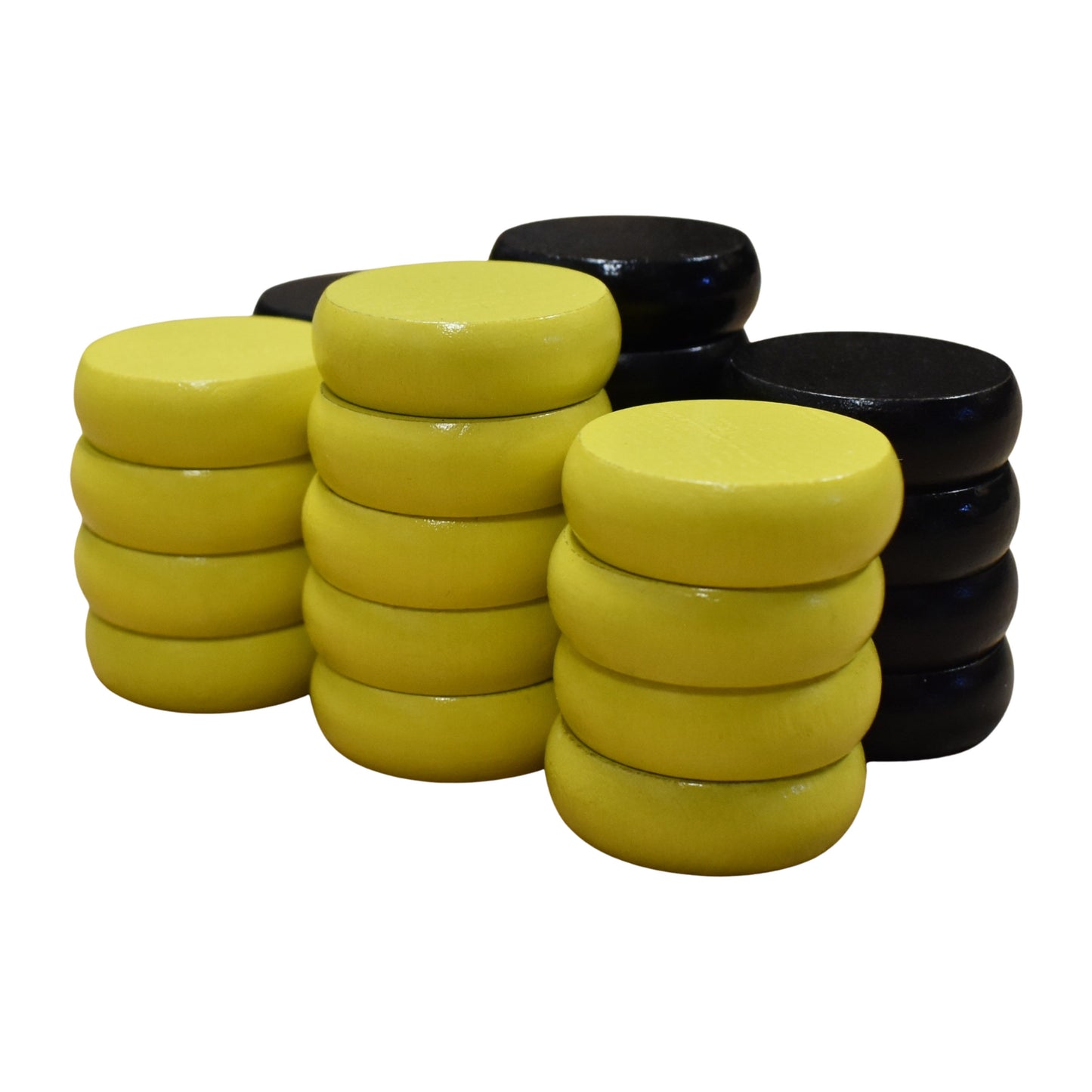 26 Crokinole Discs (Black & Yellow)