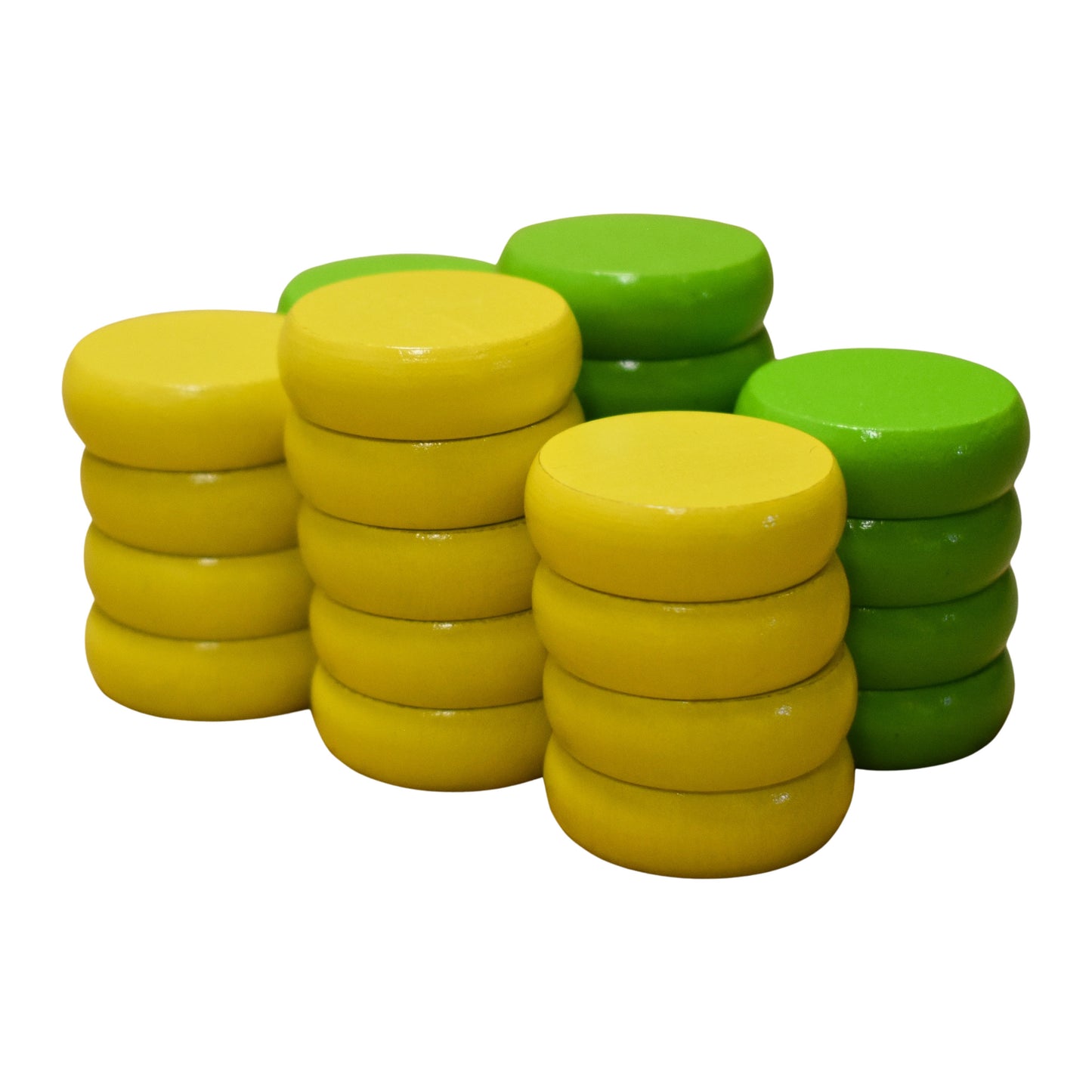 26 Crokinole Discs (Yellow & Lime Green)