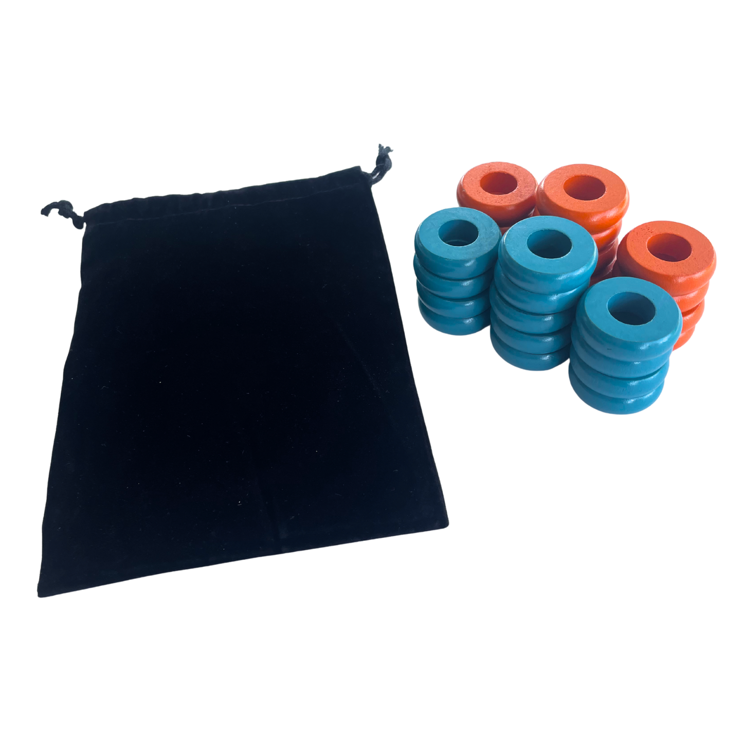 32 Orange and Light Blue Carrom / Pichenotte / Croquignole Rings - (Orange / Light Blue / Natural / Black / White) - Anneaux De Pichenottes - Game Accessories / Accessoires De Jeu