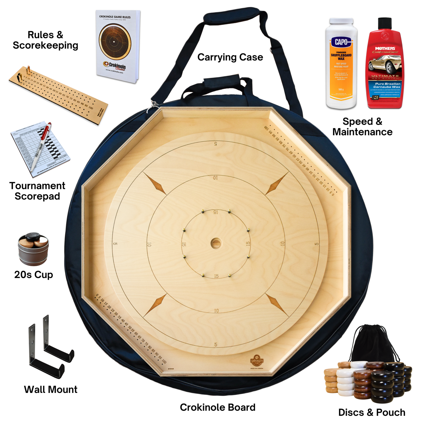 The Crokinole Master - Large Traditional Crokinole Board Game Kit