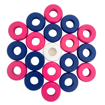 32 Blue and Pink Carrom / Pichenotte / Croquignole Rings - (Blue / Pink / Natural / Black / White) - Anneaux De Pichenottes - Game Accessories / Accessoires De Jeu