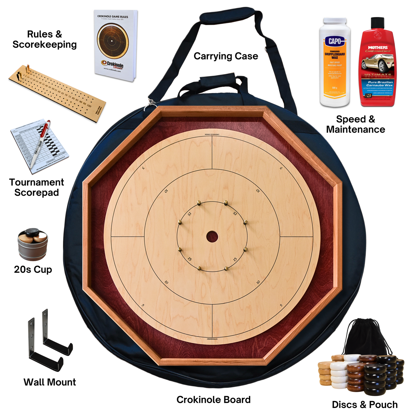 The Baltic Bircher (With Numbers) by Crokinole Canada - Large Traditional Crokinole Board Game Kit