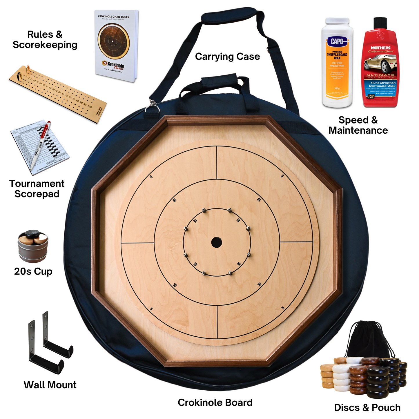 The Deluxe by Crokinole Canada - Traditional Crokinole Board Game Kit