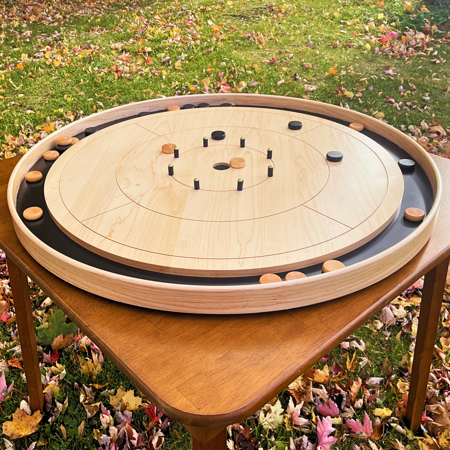 The Miracle - Solid Maple Hardwood Playing Surface & Rail Crokinole Board
