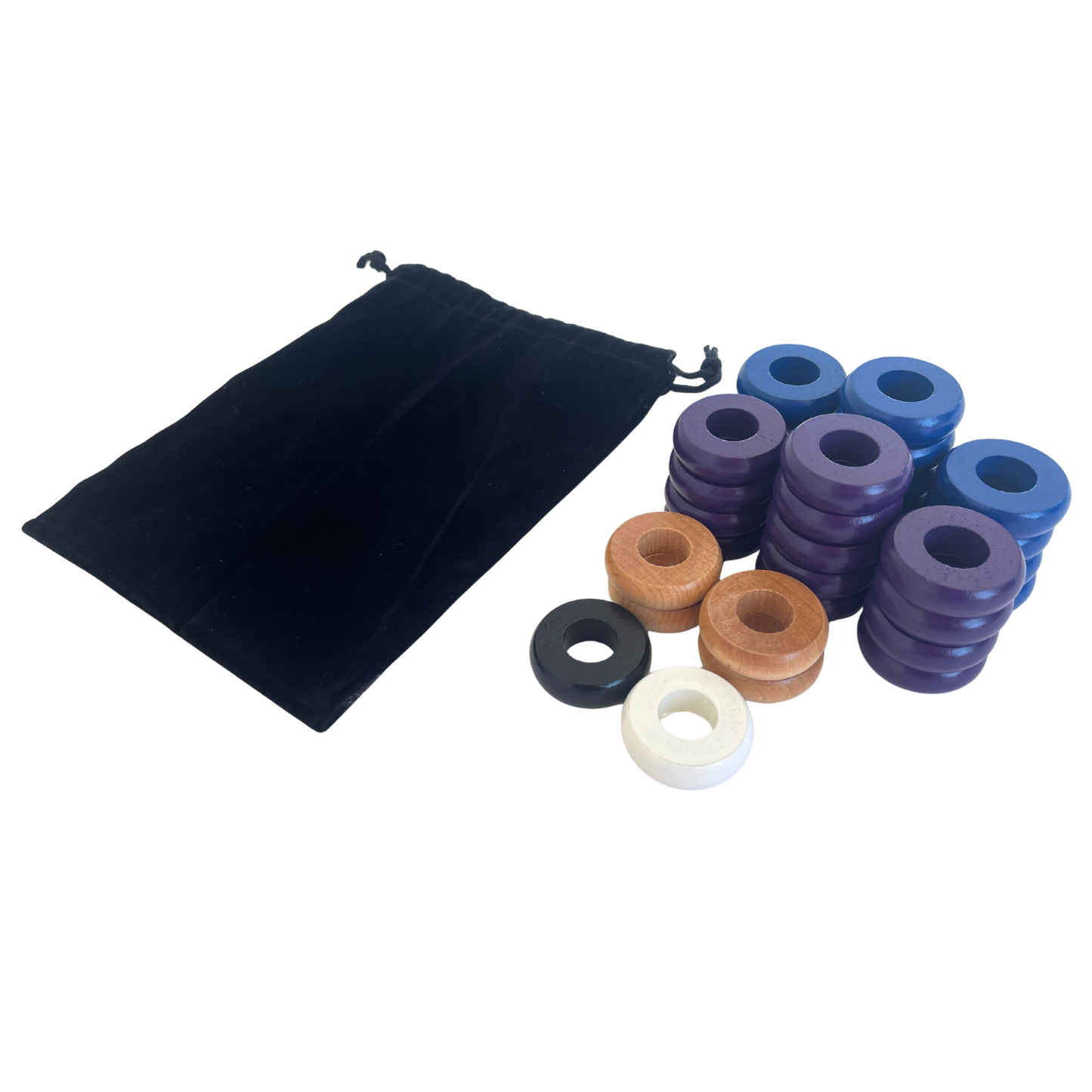 32 Blue and Purple Carrom / Pichenotte / Croquignole Rings - (Blue / Purple / Natural / Black / White) - Anneaux De Pichenottes - Game Accessories / Accessoires De Jeu