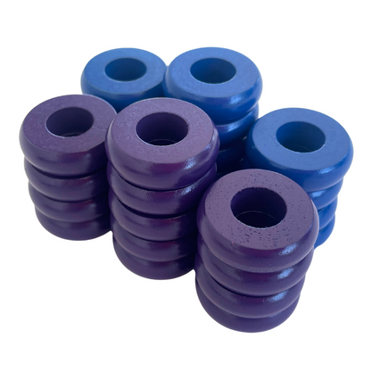32 Blue and Purple Carrom / Pichenotte / Croquignole Rings - (Blue / Purple / Natural / Black / White) - Anneaux De Pichenottes - Game Accessories / Accessoires De Jeu