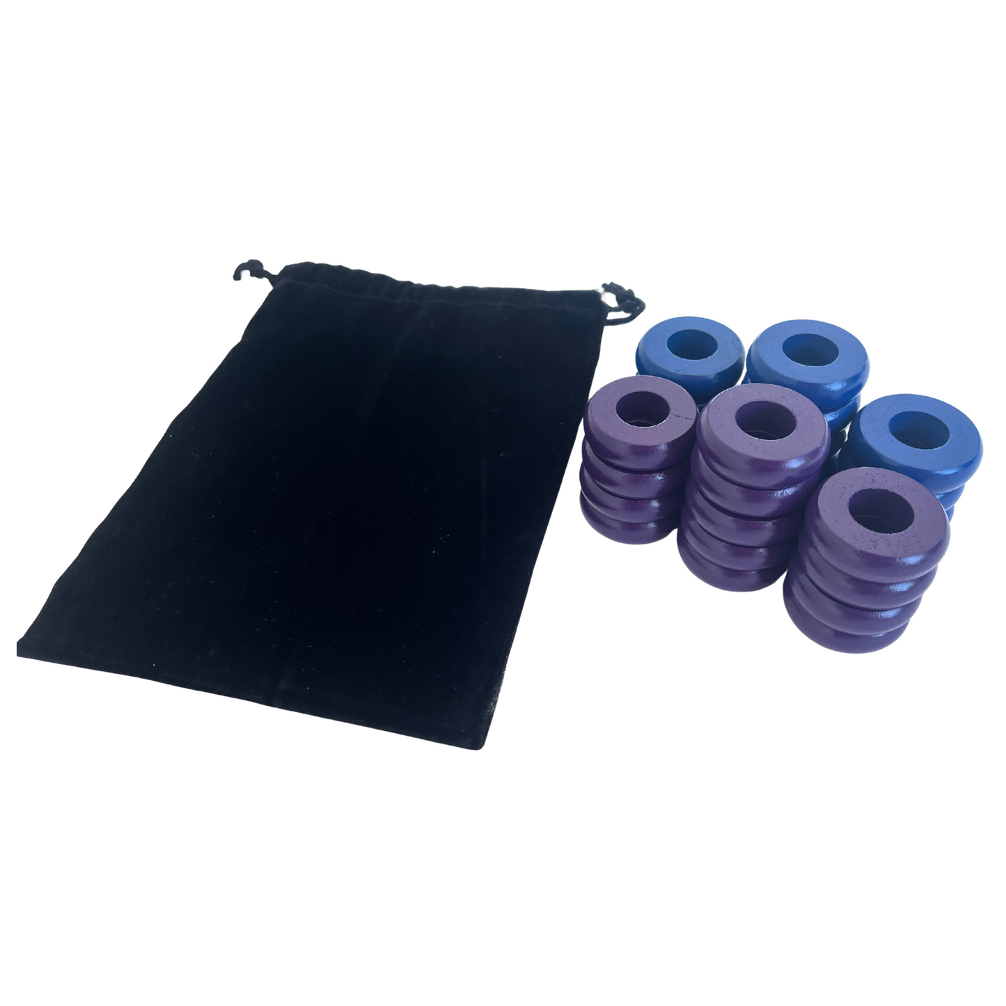 32 Blue and Purple Carrom / Pichenotte / Croquignole Rings - (Blue / Purple / Natural / Black / White) - Anneaux De Pichenottes - Game Accessories / Accessoires De Jeu