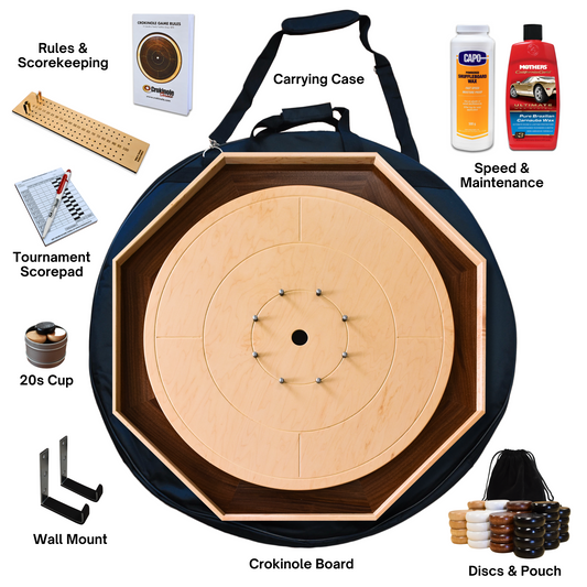 The Mountie - Large Traditional Crokinole Board Game Kit