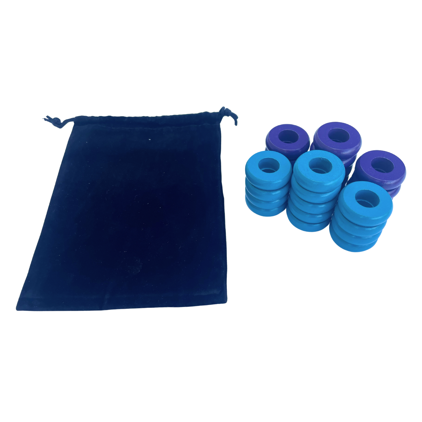 32 Purple and Light Blue Carrom / Pichenotte Rings - (Purple / Light Blue / Natural / Black / White) - Anneaux De Pichenottes - Game Accessories / Accessoires De Jeu