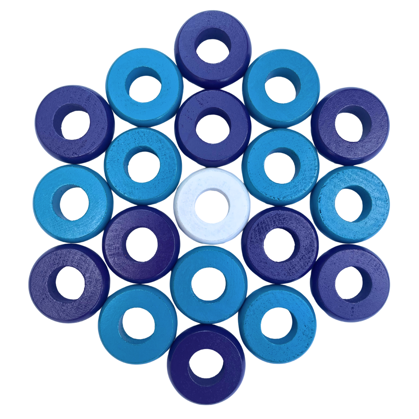 32 Purple and Light Blue Carrom / Pichenotte Rings - (Purple / Light Blue / Natural / Black / White) - Anneaux De Pichenottes - Game Accessories / Accessoires De Jeu