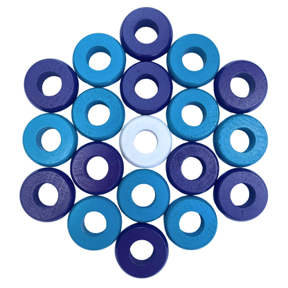 32 Purple and Light Blue Carrom / Pichenotte Rings - (Purple / Light Blue / Natural / Black / White) - Anneaux De Pichenottes - Game Accessories / Accessoires De Jeu
