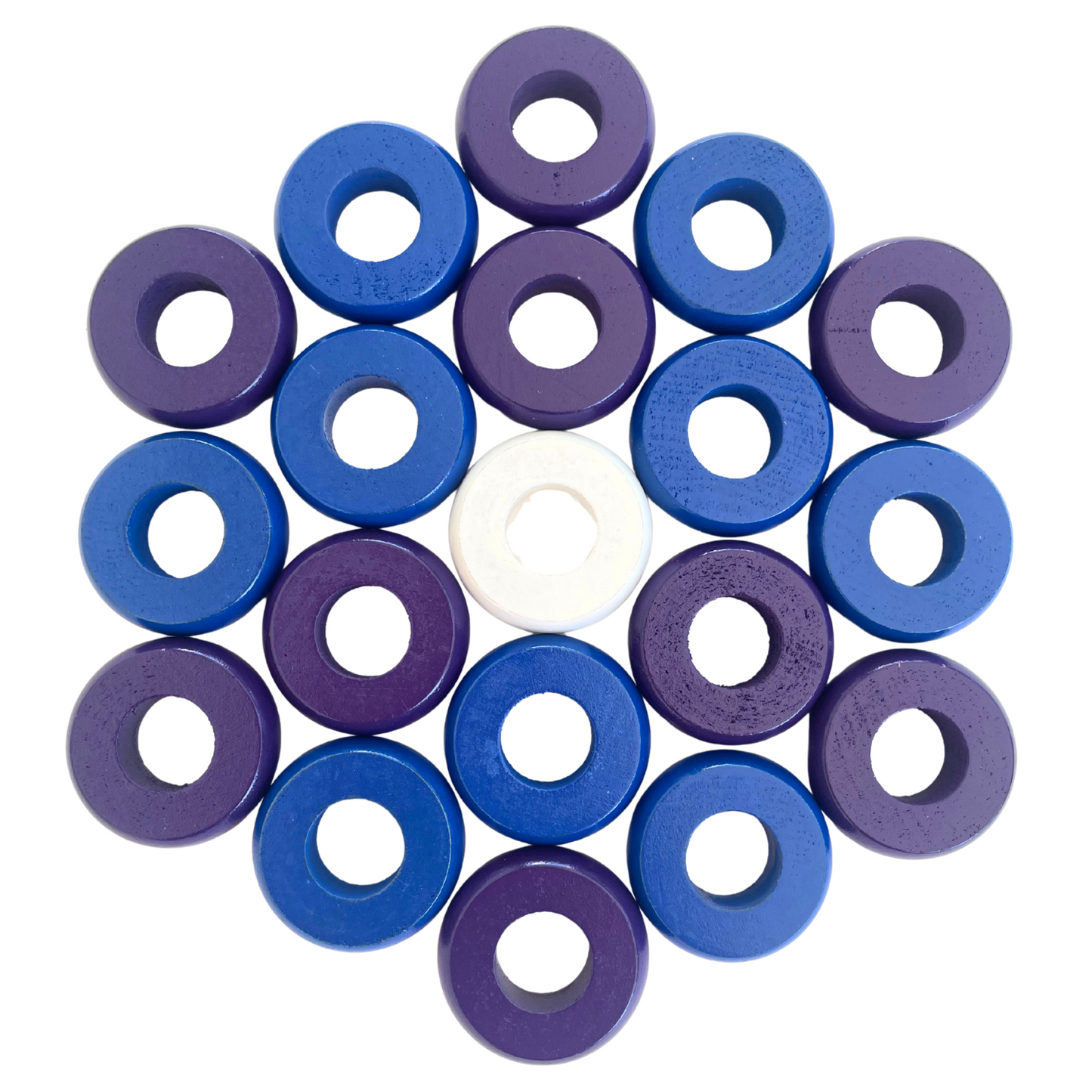 32 Blue and Purple Carrom / Pichenotte / Croquignole Rings - (Blue / Purple / Natural / Black / White) - Anneaux De Pichenottes - Game Accessories / Accessoires De Jeu
