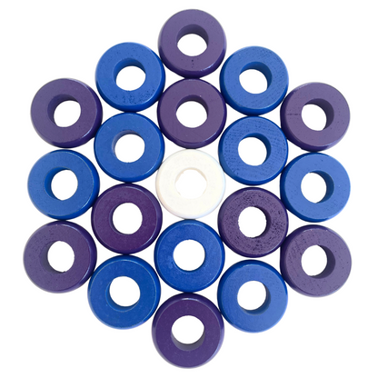 32 Blue and Purple Carrom / Pichenotte / Croquignole Rings - (Blue / Purple / Natural / Black / White) - Anneaux De Pichenottes - Game Accessories / Accessoires De Jeu