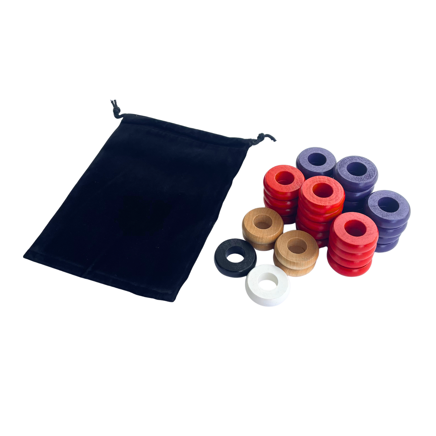 32 Red and Purple Carrom / Pichenotte / Croquignole Rings - (Red / Purple / Natural / Black / White) - Anneaux De Pichenottes - Game Accessories / Accessoires De Jeu
