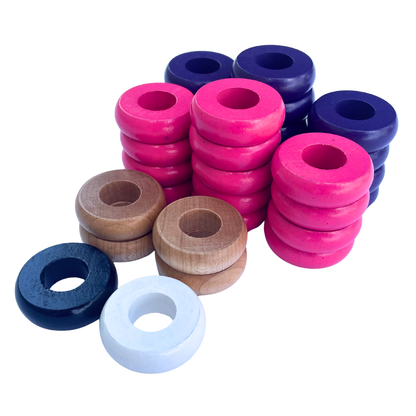 32 Purple and Pink Carrom / Pichenotte Rings - (Purple / Pink / Natural / Black / White) - Anneaux De Pichenottes - Game Accessories / Accessoires De Jeu