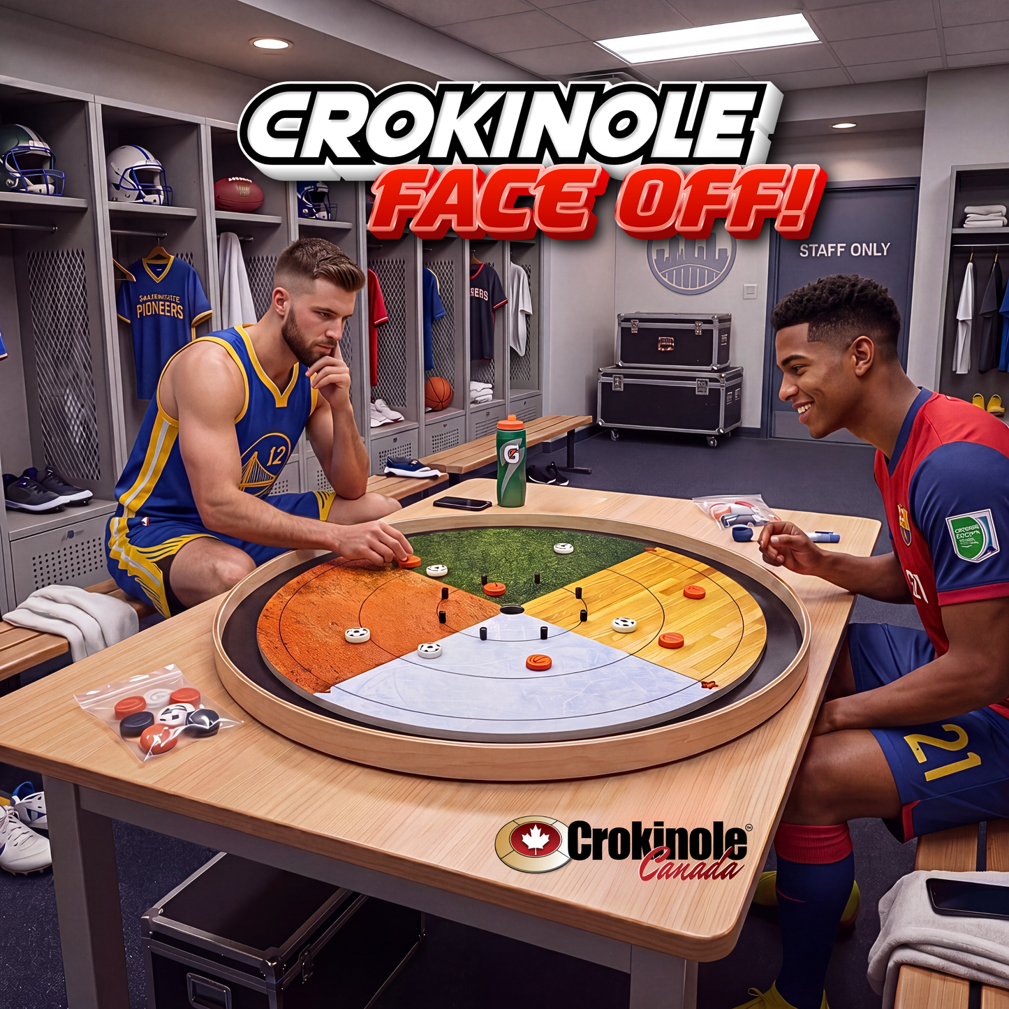 The Sports Faceoff Board - Tournament Style Crokinole Board Game Set