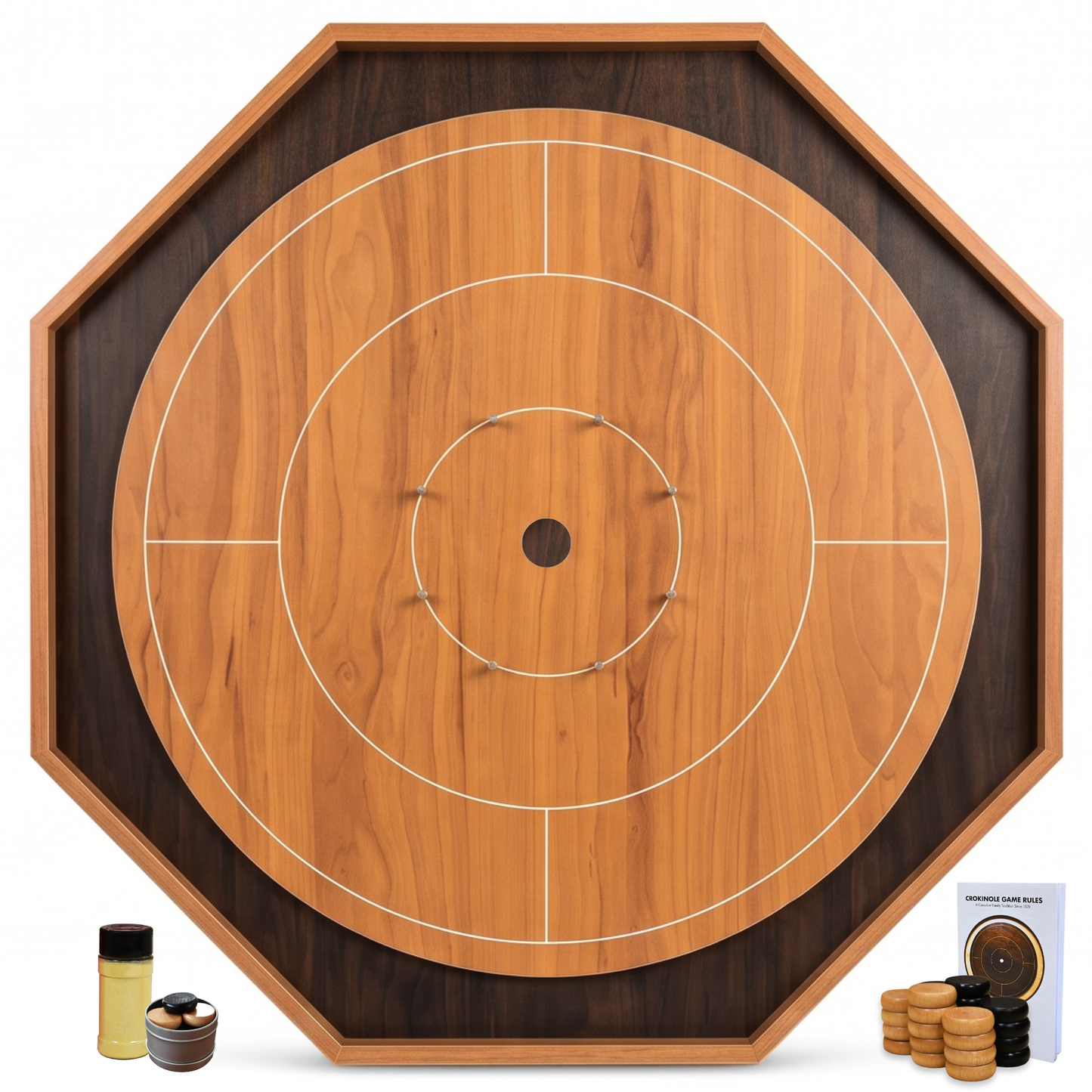 The Crokinole King - Large Octagonal Crokinole Board - Tournament Size Playing Surface
