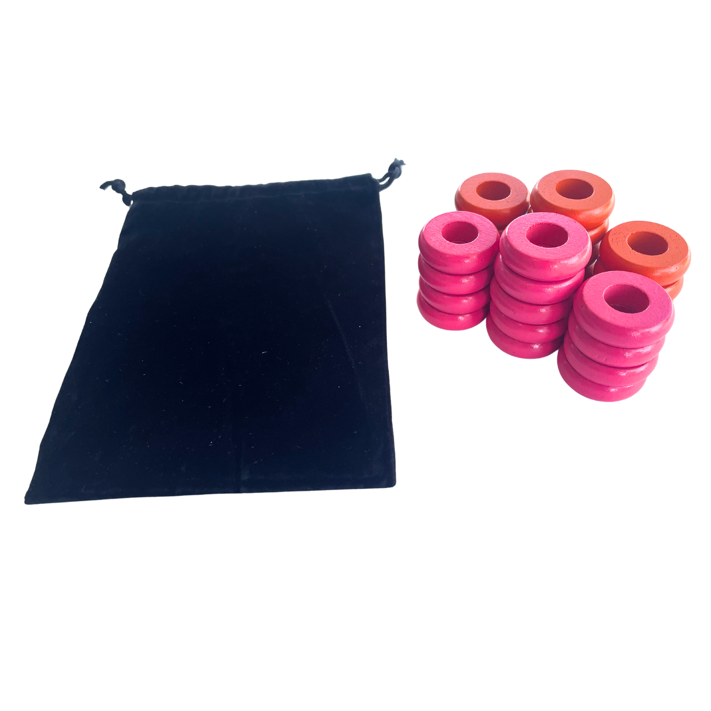 32 Orange and Pink Carrom / Pichenotte / Croquignole Rings - (Orange / Pink / Natural / Black / White) - Anneaux De Pichenottes - Game Accessories / Accessoires De Jeu