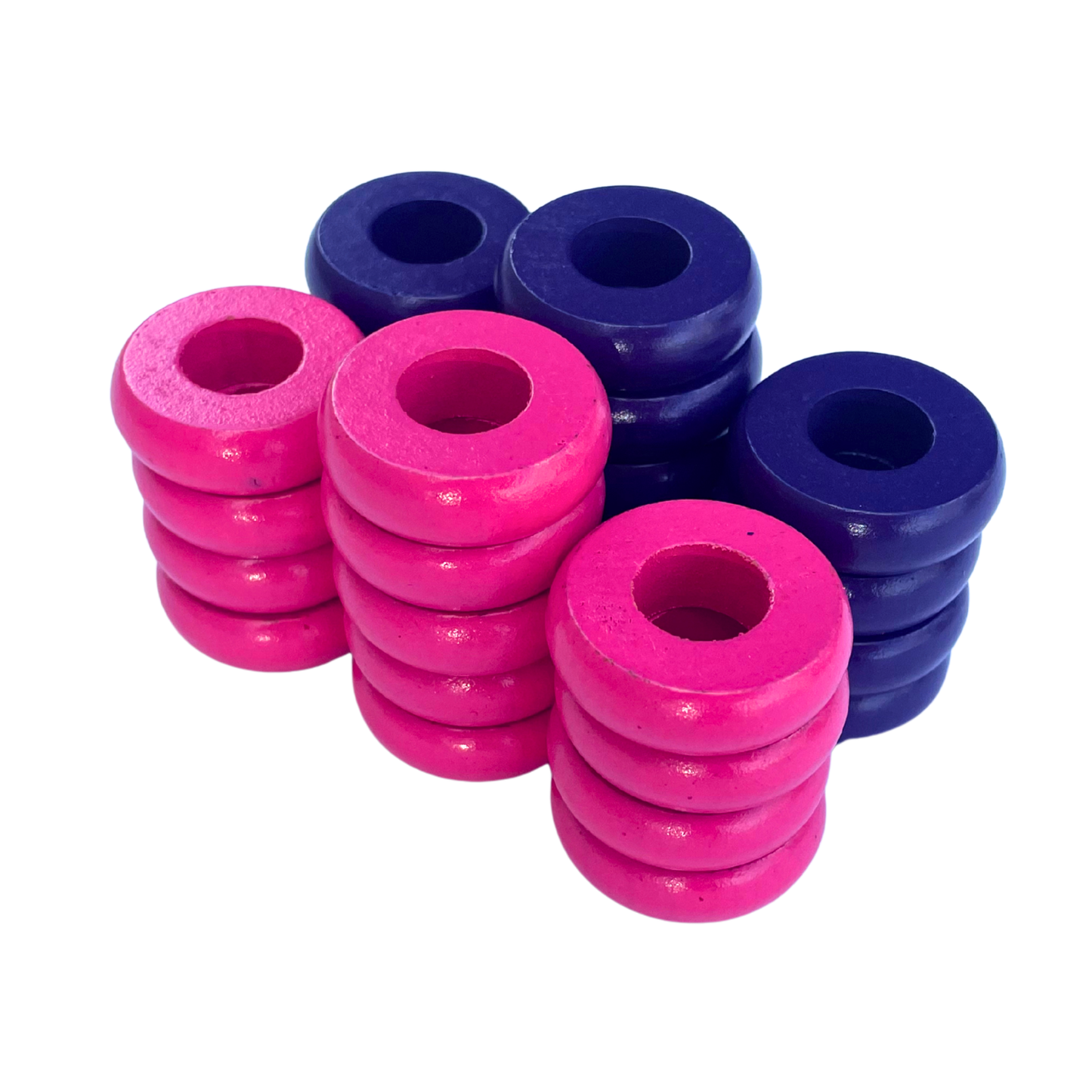 32 Purple and Pink Carrom / Pichenotte Rings - (Purple / Pink / Natural / Black / White) - Anneaux De Pichenottes - Game Accessories / Accessoires De Jeu