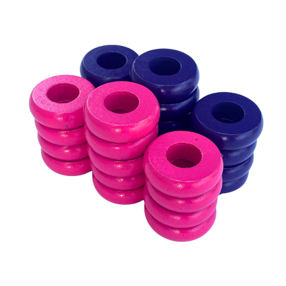 32 Purple and Pink Carrom / Pichenotte Rings - (Purple / Pink / Natural / Black / White) - Anneaux De Pichenottes - Game Accessories / Accessoires De Jeu