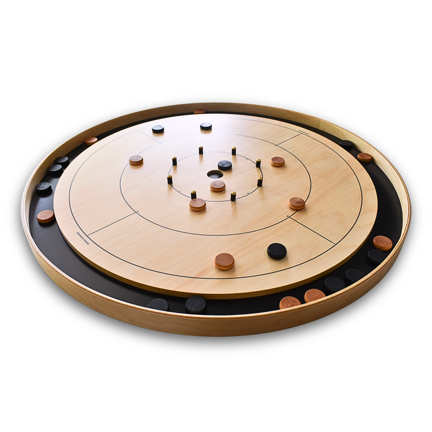 The Crokinole Canada Board (With Branding) - Tournament Board Game Set - Meets NCA Standards