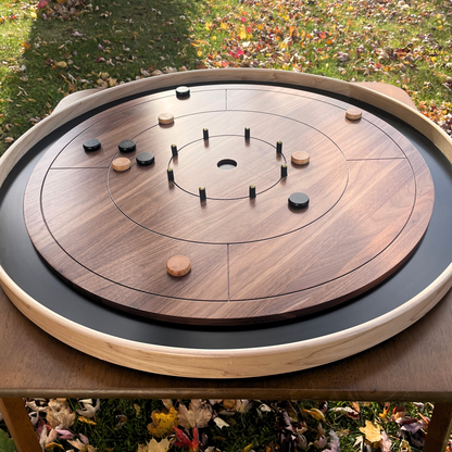 The Galactic Nuclei - Solid Walnut Hardwood Playing Surface - Ultimate Crokinole Bundle