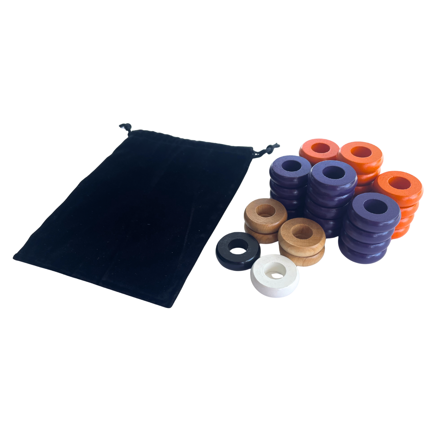 32 Orange and Purple Carrom / Pichenotte / Croquignole Rings - (Orange / Purple / Natural / Black / White) - Anneaux De Pichenottes - Game Accessories / Accessoires De Jeu
