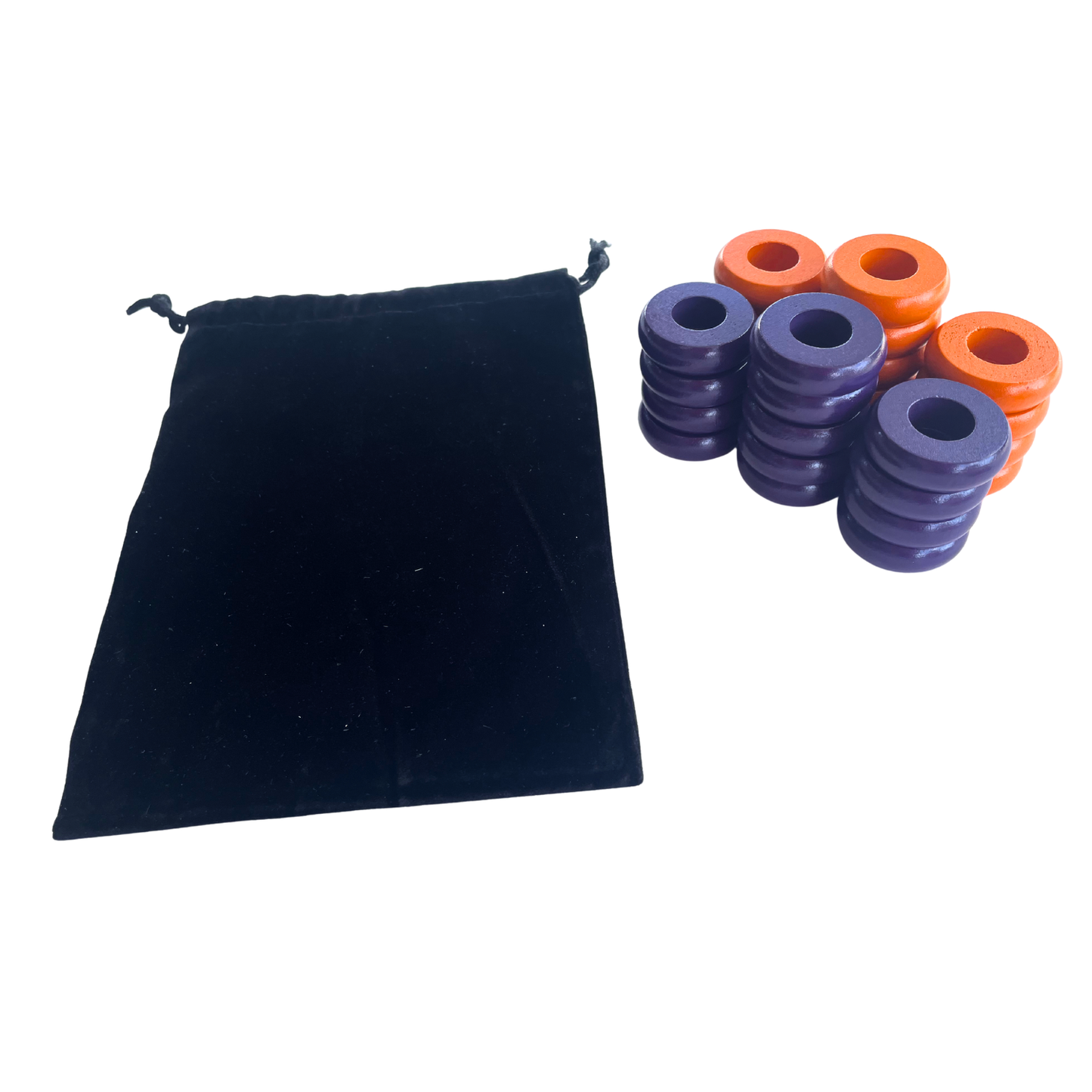 32 Orange and Purple Carrom / Pichenotte / Croquignole Rings - (Orange / Purple / Natural / Black / White) - Anneaux De Pichenottes - Game Accessories / Accessoires De Jeu