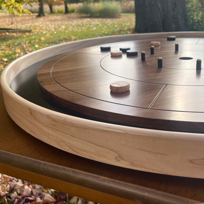 The Galactic Nuclei - Solid Walnut Hardwood Playing Surface - Ultimate Crokinole Bundle