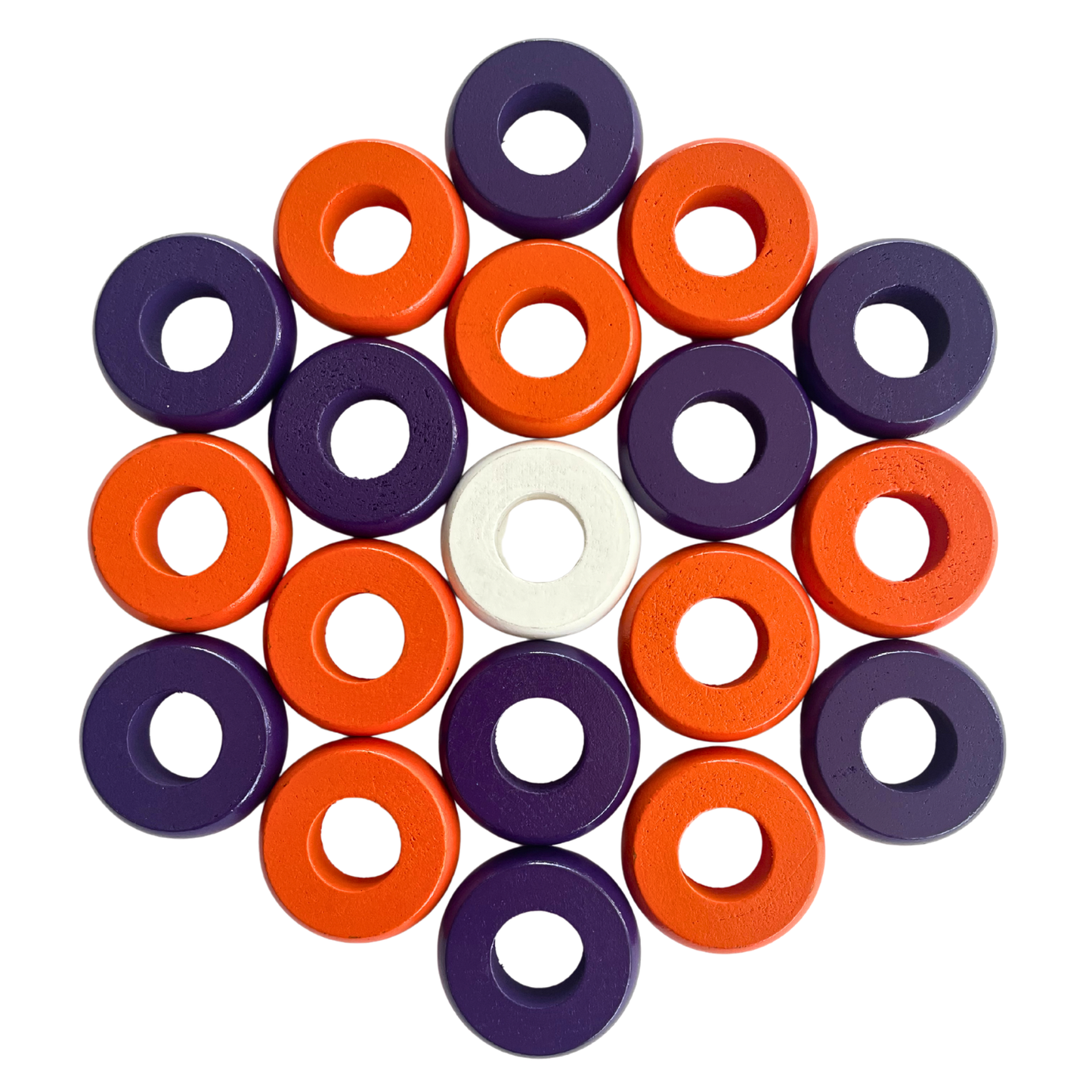 32 Orange and Purple Carrom / Pichenotte / Croquignole Rings - (Orange / Purple / Natural / Black / White) - Anneaux De Pichenottes - Game Accessories / Accessoires De Jeu
